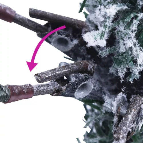  PVC és PE megvilágított karácsonyfa hóval/fenyőtobozzal 225 cm