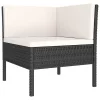  10 részes fekete polyrattan kerti bútorszett párnákkal