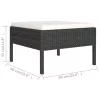  10 részes fekete polyrattan kerti bútorszett párnákkal