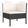  10 részes fekete polyrattan kerti bútorszett párnákkal