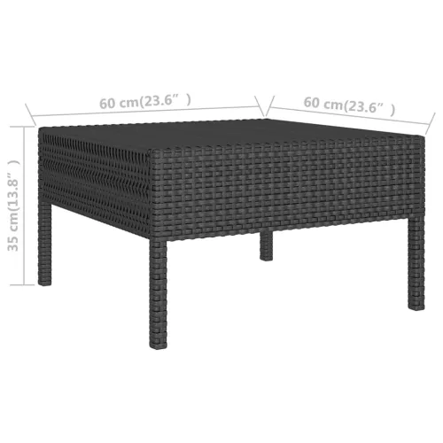  11 részes fekete polyrattan kerti ülőgarnitúra párnákkal