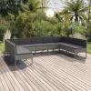  9 részes szürke polyrattan kerti ülőgarnitúra párnákkal