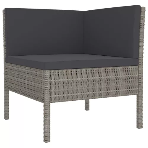  9 részes szürke polyrattan kerti ülőgarnitúra párnákkal