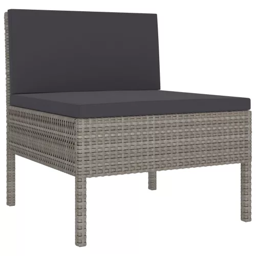  9 részes szürke polyrattan kerti ülőgarnitúra párnákkal