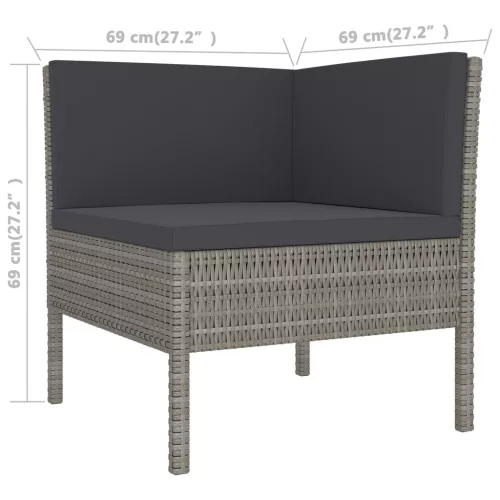  9 részes szürke polyrattan kerti ülőgarnitúra párnákkal