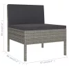  9 részes szürke polyrattan kerti ülőgarnitúra párnákkal