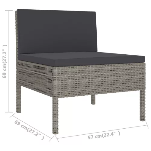  9 részes szürke polyrattan kerti ülőgarnitúra párnákkal