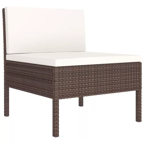  9 részes barna polyrattan kerti ülőgarnitúra párnákkal