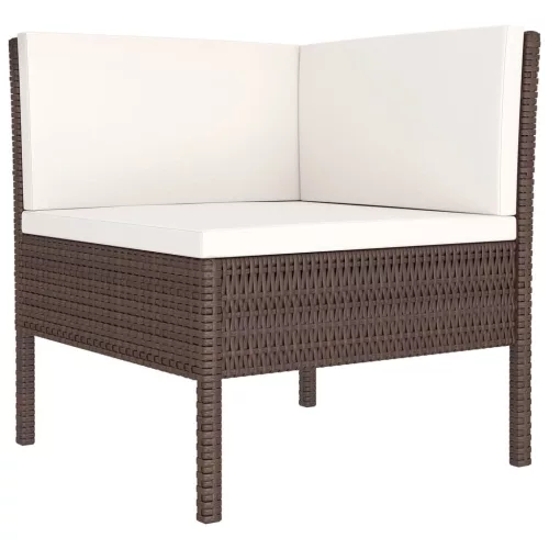  9 részes barna polyrattan kerti ülőgarnitúra párnákkal