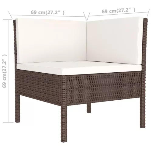  9 részes barna polyrattan kerti ülőgarnitúra párnákkal