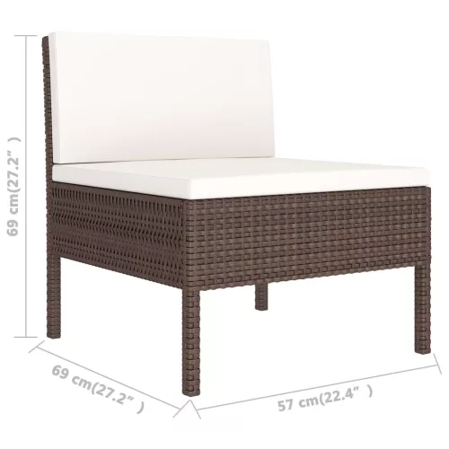  9 részes barna polyrattan kerti ülőgarnitúra párnákkal