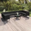  11 részes fekete polyrattan kerti ülőgarnitúra párnákkal