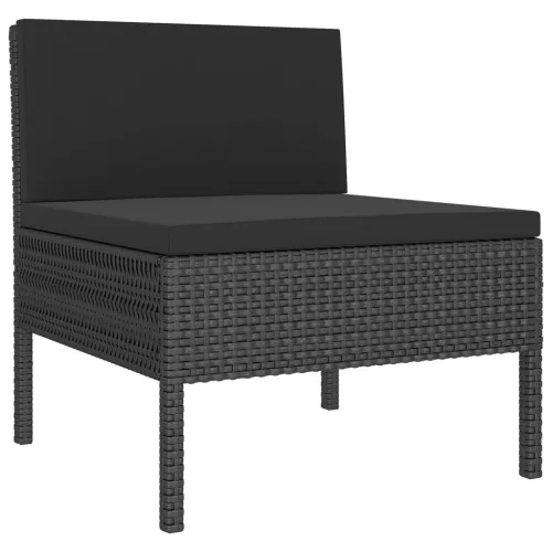  11 részes fekete polyrattan kerti ülőgarnitúra párnákkal