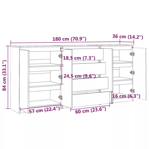  3 db tömör fenyőfa kisszekrény
