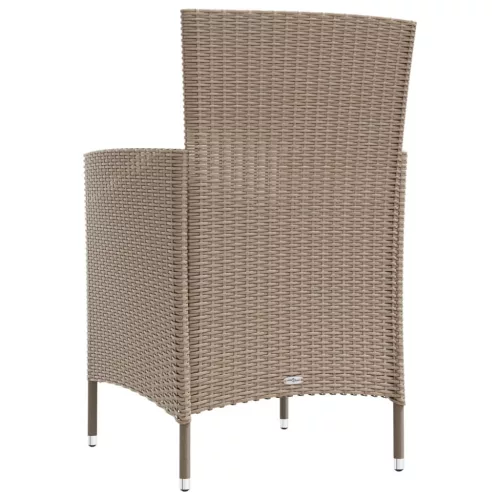  3 részes bézs polyrattan kültéri étkezőszett párnákkal