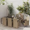  11 részes bézs polyrattan kültéri étkezőszett párnákkal