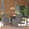  5 részes szürke polyrattan kerti étkezőgarnitúra párnákkal