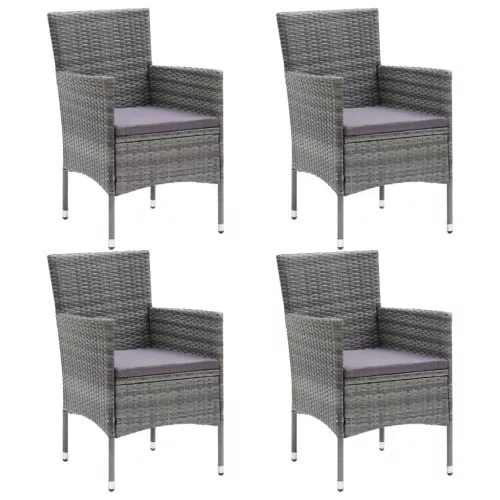  5 részes szürke polyrattan kerti étkezőgarnitúra párnákkal