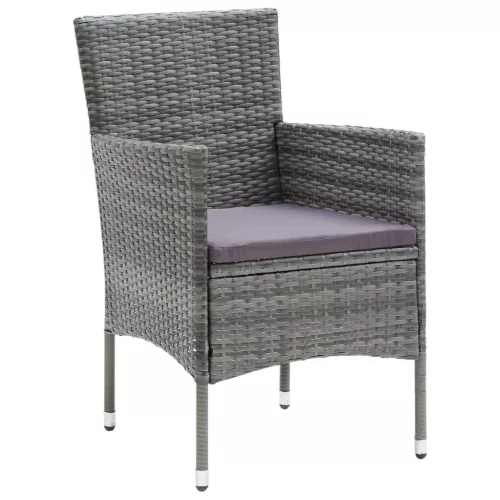  5 részes szürke polyrattan kerti étkezőgarnitúra párnákkal