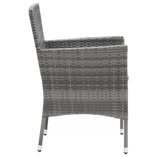  5 részes szürke polyrattan kerti étkezőgarnitúra párnákkal