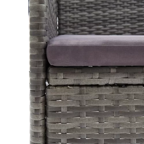  5 részes szürke polyrattan kerti étkezőgarnitúra párnákkal