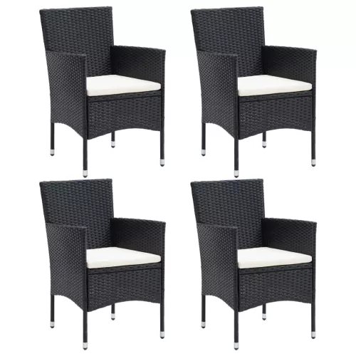  5 részes fekete polyrattan kerti étkezőgarnitúra párnákkal