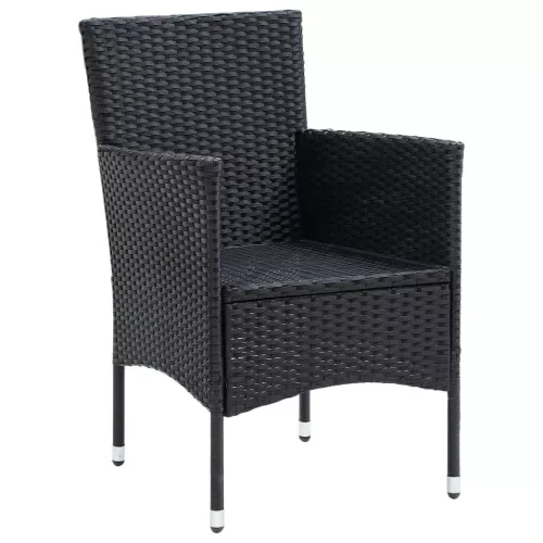  5 részes fekete polyrattan kerti étkezőgarnitúra párnákkal