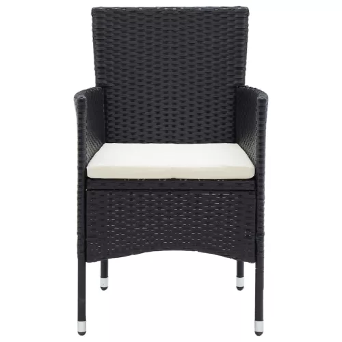  5 részes fekete polyrattan kerti étkezőgarnitúra párnákkal