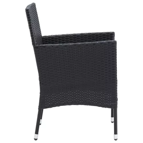  5 részes fekete polyrattan kerti étkezőgarnitúra párnákkal