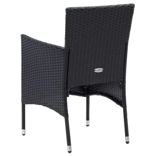  5 részes fekete polyrattan kerti étkezőgarnitúra párnákkal