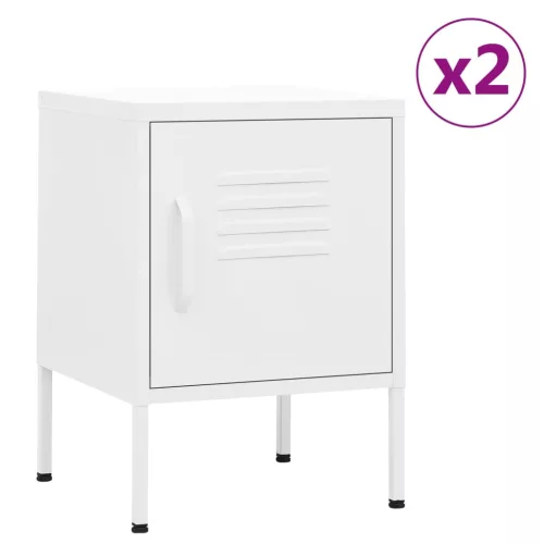  2 db fehér acél éjjeliszekrény 35 x 35 x 51 cm