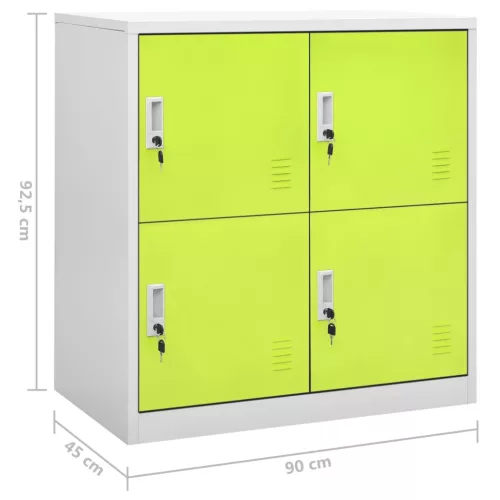  2 db világosszürke-zöld acél zárható szekrény 90x45x92,5 cm