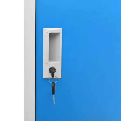  5 db világosszürke-kék acél zárható szekrény 90 x 45 x 92,5 cm 