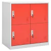  5 db világosszürke-piros acél zárható szekrény 90x45x92,5 cm 