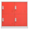  5 db világosszürke-piros acél zárható szekrény 90x45x92,5 cm 