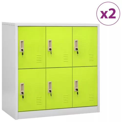  2 db világosszürke-zöld acél zárható szekrény 90 x 45 x 92,5 cm