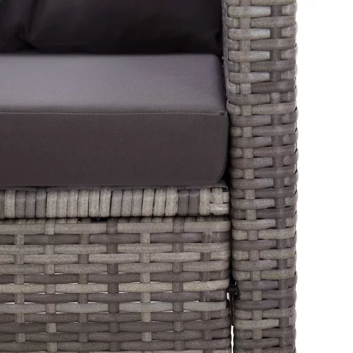  3 részes polyrattan és tömör akácfa kerti étkezőgarnitúra