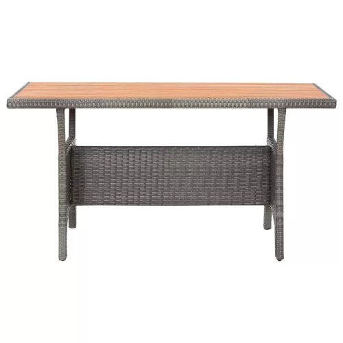  3 részes polyrattan és tömör akácfa kerti étkezőgarnitúra