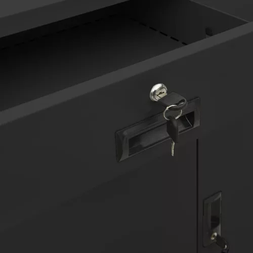  antracitszürke acél irodai szekrény ültetőládával 90x40x125 cm