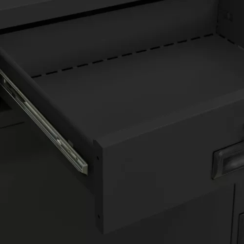  antracitszürke acél irodai szekrény ültetőládával 90x40x125 cm