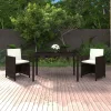  3 részes barna polyrattan kerti étkezőgarnitúra párnákkal
