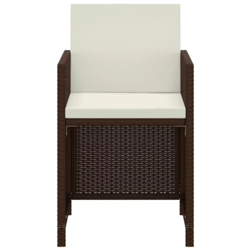  3 részes barna polyrattan kerti étkezőgarnitúra párnákkal