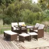  9 részes barna polyrattan kerti étkezőgarnitúra párnákkal