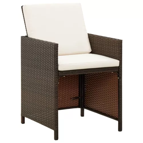  9 részes barna polyrattan kerti étkezőgarnitúra párnákkal