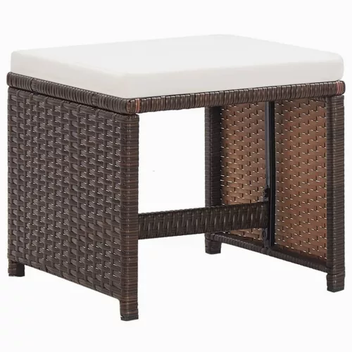  9 részes barna polyrattan kerti étkezőgarnitúra párnákkal