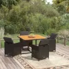  5 részes fekete polyrattan kerti étkezőgarnitúra párnákkal
