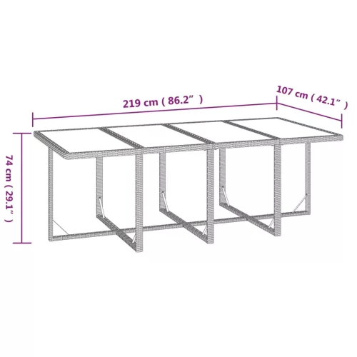  9 részes fekete polyrattan kerti étkezőgarnitúra párnákkal