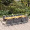  17 részes szürke polyrattan kerti étkezőgarnitúra párnával