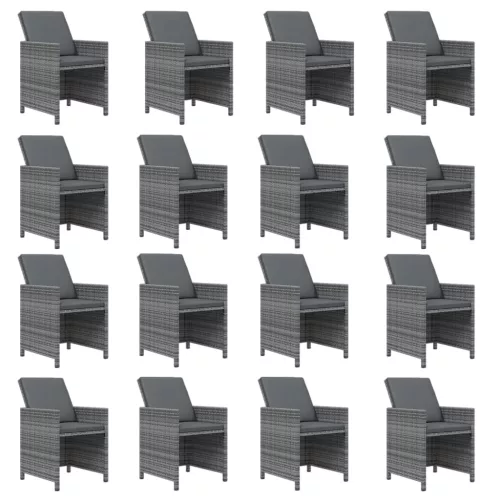  17 részes szürke polyrattan kerti étkezőgarnitúra párnával