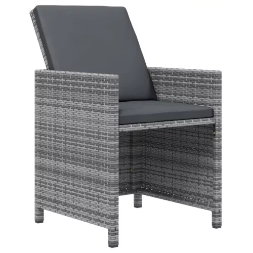  17 részes szürke polyrattan kerti étkezőgarnitúra párnával